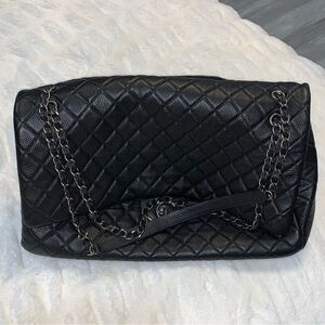 LUXURY AIRLINE Calfskin quilted XXL FLAP BAG w turn lock
